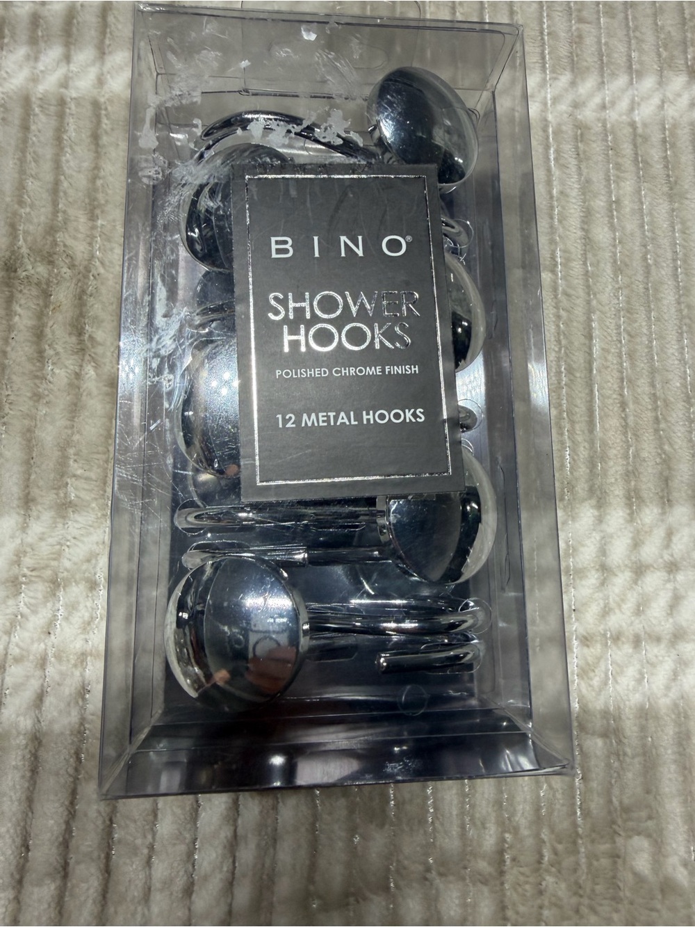 BINO Polished Chrome Shower Hooks - 12 Metal Hooks